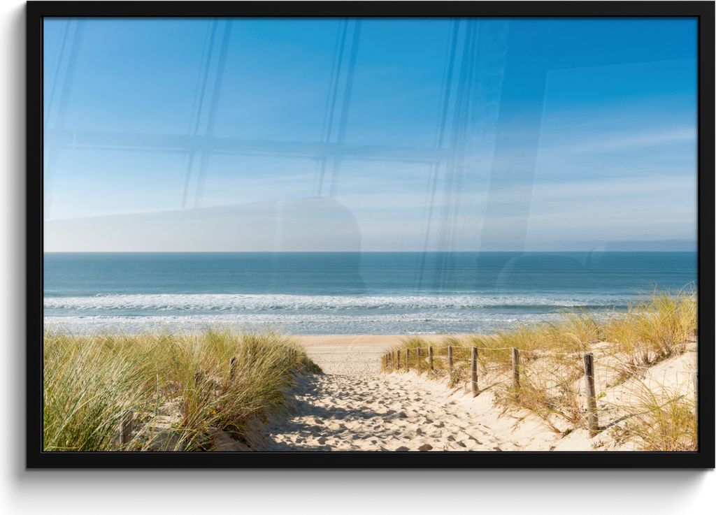 MuchoWow MuchoWow Gerahmtes Poster Strand - Meer - Düne - Sand - Sommer 90x60 cm - Poster mit zchwarzem Bilderrahmen - Fotorahmen - Foto-Plakat