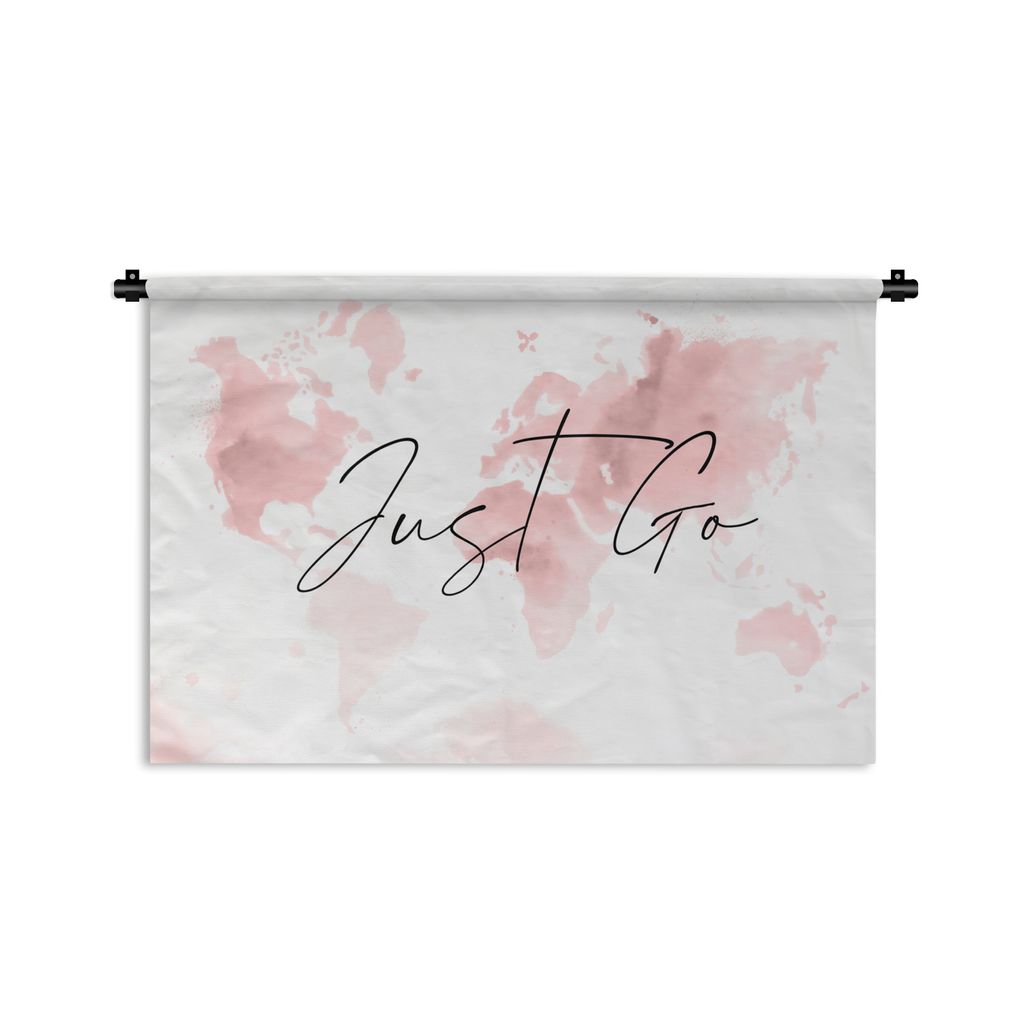 MuchoWow Wandteppich Wandbehang Karte - Rosa - Zitat 150x100 cm Tapisserie Dekoration Wandtuch - Waschbar - Tapisserien - Wand-Decke
