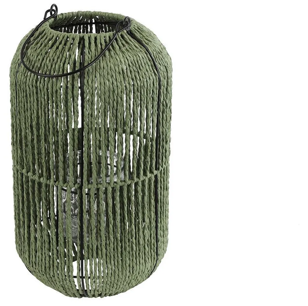 Photophore en verre vert 39cm style vintage Countryfield Ise