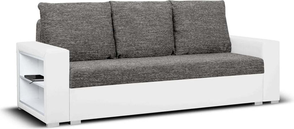 3-Sitzer-Sofa mit Schlaffunktion HUBERT1 - Schwarz/Weiß