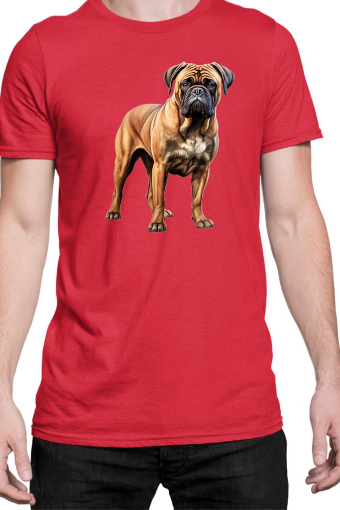 Herren T-Shirt Dogs Breeds Bullmastiff Dog Breed 005, Man XL / Rot
