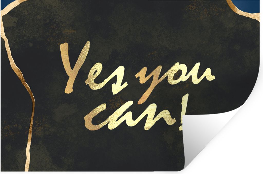 MuchoWow Wandtattoo Wandsticker Wandaufkleber Zitat - Motivation - Gold - Schwarz 60x40 cm Selbstklebend und Repositionierbar - Wierderverwendbar...