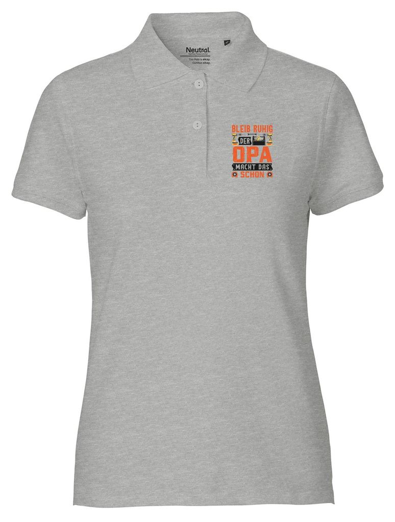 Huuraa Damen Polo Shirt Bleib ruhig der Opa macht das schon S Sport Grey Bio Baumwolle Fairtrade Poloshirt Geschenkidee