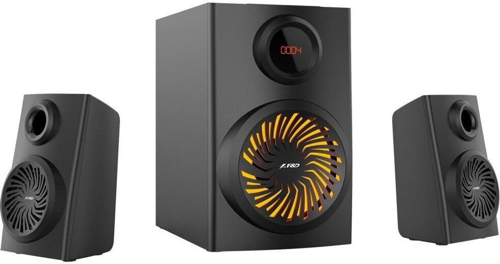 Aktiver 2.1 Lautsprecher Serie F, 46W RMS, Subwoofer, Bluetooth, USB, Radio, Fernbedienung