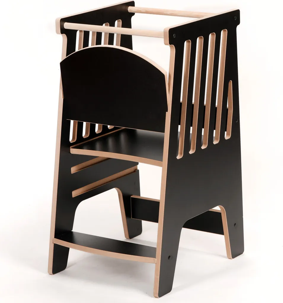 Tour d'apprentissage Woodforkid réglable en hauteur Noire pour Cuisine