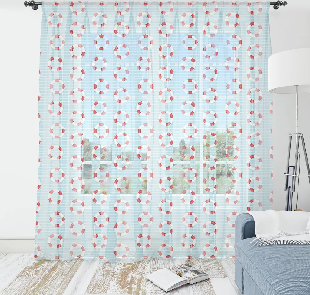 Tapisserie ABAKUHAUS Bouée de Sauvetage Déco Marine en Satin 135x274 cm