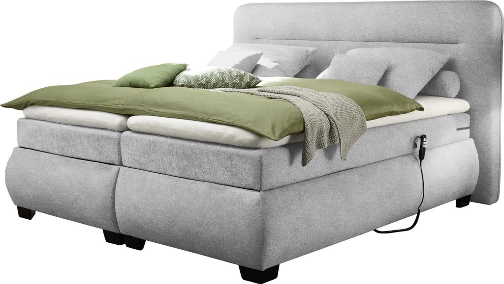 Boxspringbett >EVOLUTION< Liegefläche 180x200cm, Motorverstellung, silver - 210x122x220 (BxHxT)
