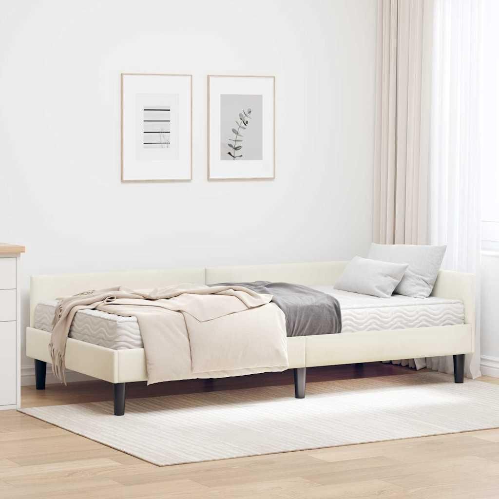 Maison Exclusive - Eckbettgestell mit Matratze Sonstiges 2 pcs Creme Samt