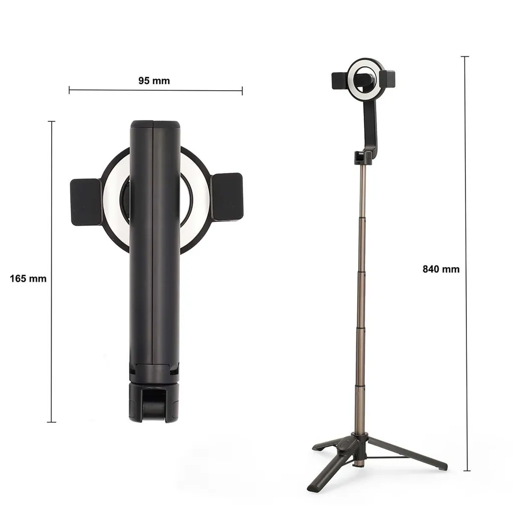 Perche Selfie Bluetooth pour voyage et vlog - Format compact de 17 cm