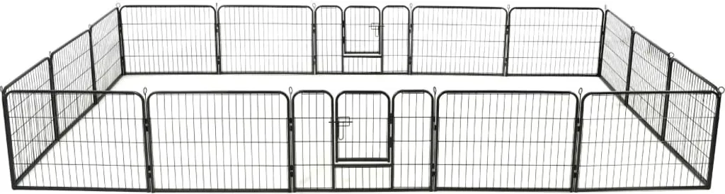 Enclos pour chiens et chiots 16 panneaux modulables en métal noir