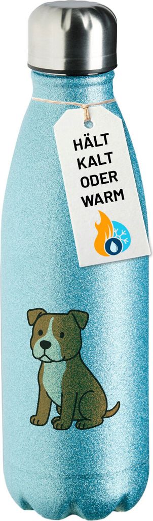 Huuraa Trinkflasche American Pit Bull Terrier Comic Pitty 500ml Blue Edelstahl Wasserflasche Trinkflasche Geschenkidee