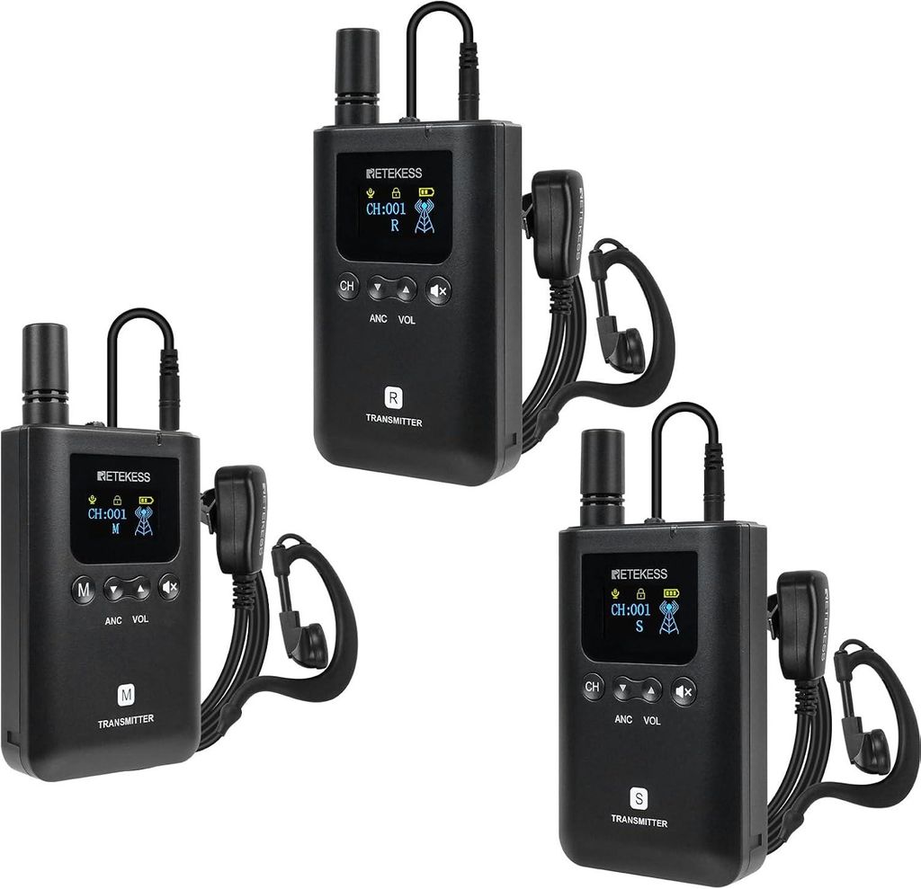 Retekess TT129 Kabelloses Tour Guide System, 3 Sendern, Vollduplex, 100 m, 20 Stunden Standby-Zeit, Audio-Tour Guide Headsets System für Schulungen