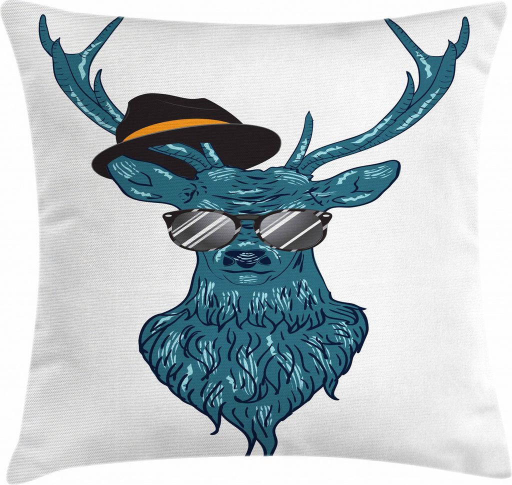 ABAKUHAUS Hirsch Kissenbezug, Knickenten-Hipster-Geweih-Druck, Waschbar mit Reißverschluss Kissenhülle mit Farbfesten Klaren Farben Beidseitiger ...