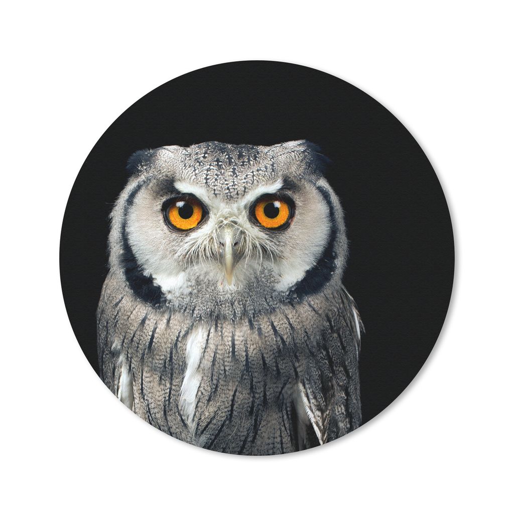 MuchoWow Mauspad Mousepad Eule - Vogel - Orange - Schwarz 50x50 cm - Mousepads - Maus Mat - Pad - Mausunterlage - Vinyl