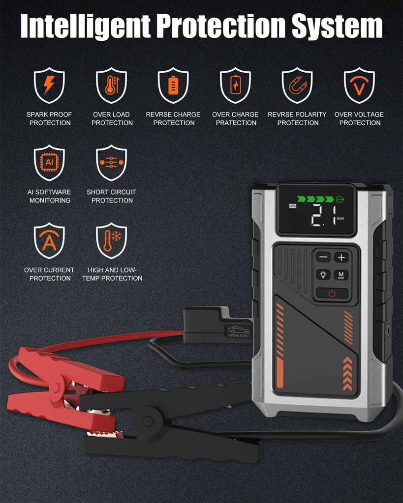 Eigotrav Jump startér startovací kabel 6000A 12000 mAh pro Obrázek produktu 2