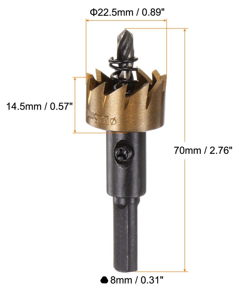 Lochs?ge 22.5mm (57/64") M35 HSS (Schnellarbeitsstahl) Titanbeschichtete Bohrer Schneideger?t ?ffner fš¹r Edelstahl Aluminum Legierung Metall Hol...