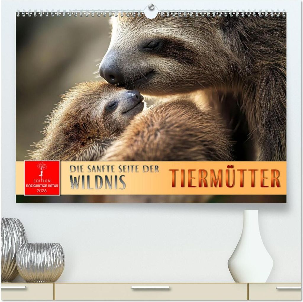 Tiermütter - die sanfte Seite der Wildnis (hochwertiger Premium Wandkalender 2026 DIN A2 quer), Kunstdruck in Hochglanz