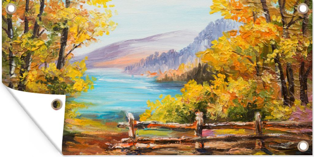 MuchoWow 160x80 cm Outdoor-Poster Gartendeko Sichtschutz Garten Poster für den Garten Malerei - Ölgemälde - Pflanzen - Natur