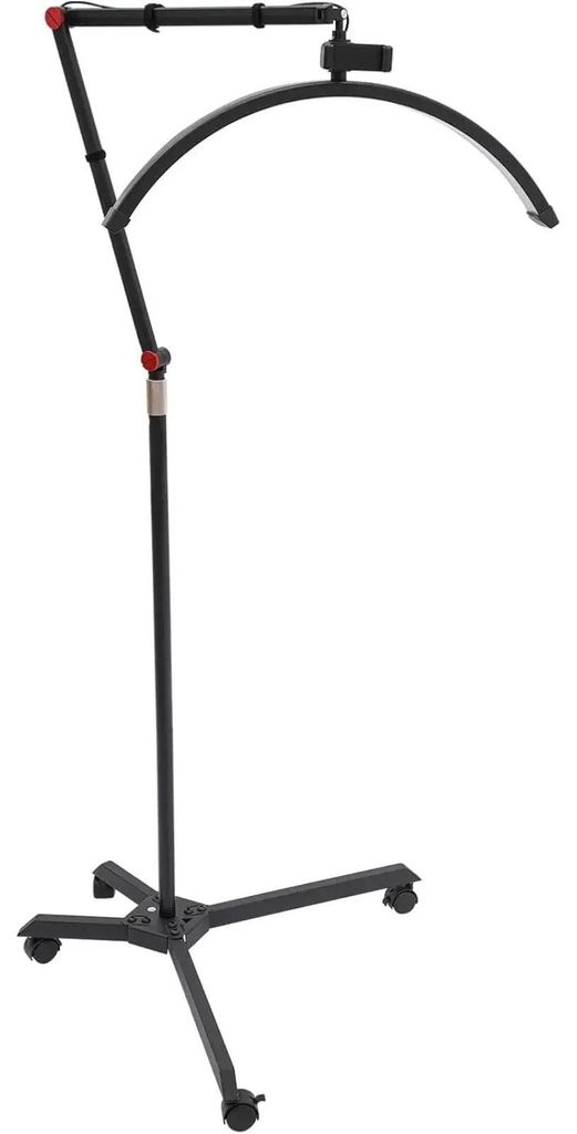 Crescent Moon Lampe - Rollbare Wimpernlampe Stehlampe - Dimmbar 110–240V 3200–5600K - 360° Verstellbarer Kopf - Mit Handyhalter - Schwarz
