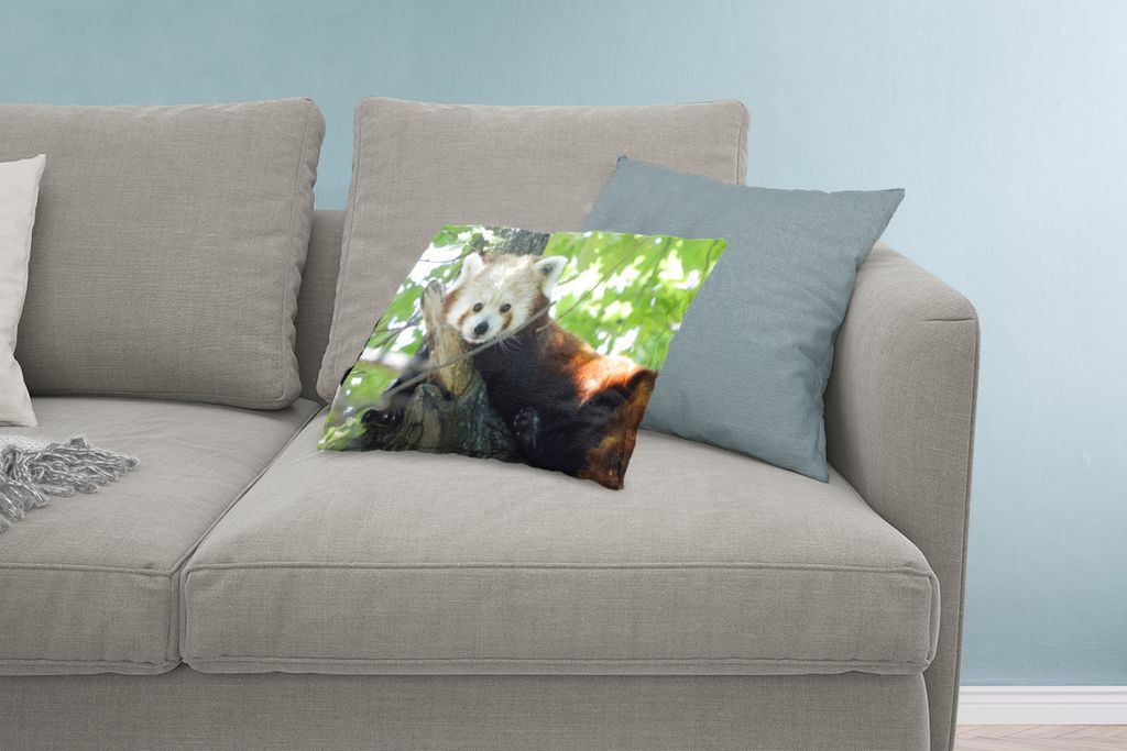 MuchoWow Zierkissen Sofakissen Wohnzimmer Dekokissen 60x40 cm Roter Panda - Baum - Grün - Kopfkissen - Polster mit Foto