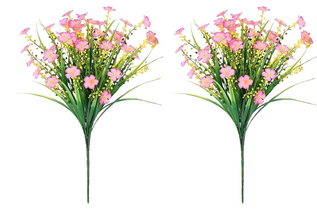 2 künstliche Blumenbündel, UV-beständig, farbecht, für Vase, Korb, Fensterkasten, Außendekoration