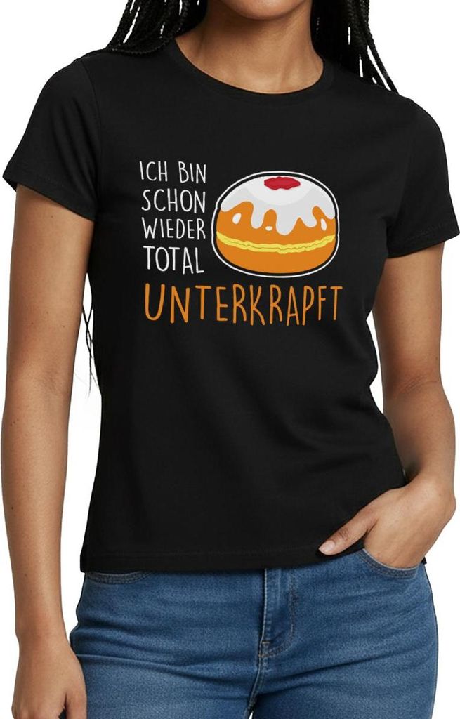 Spreadshirt Total Unterkrapft Fasching Kölsch Outfit Frauen T-Shirt, L, Schwarz