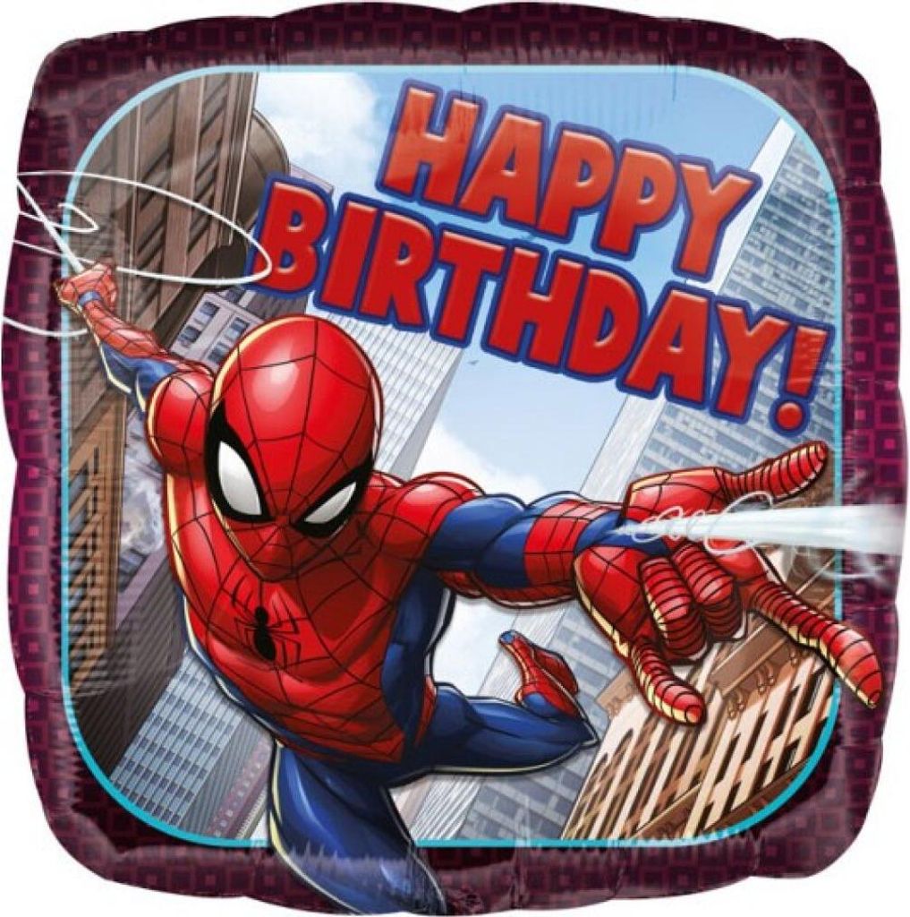 Spiderman Ballon carré Joyeux anniversaire Image du produit 