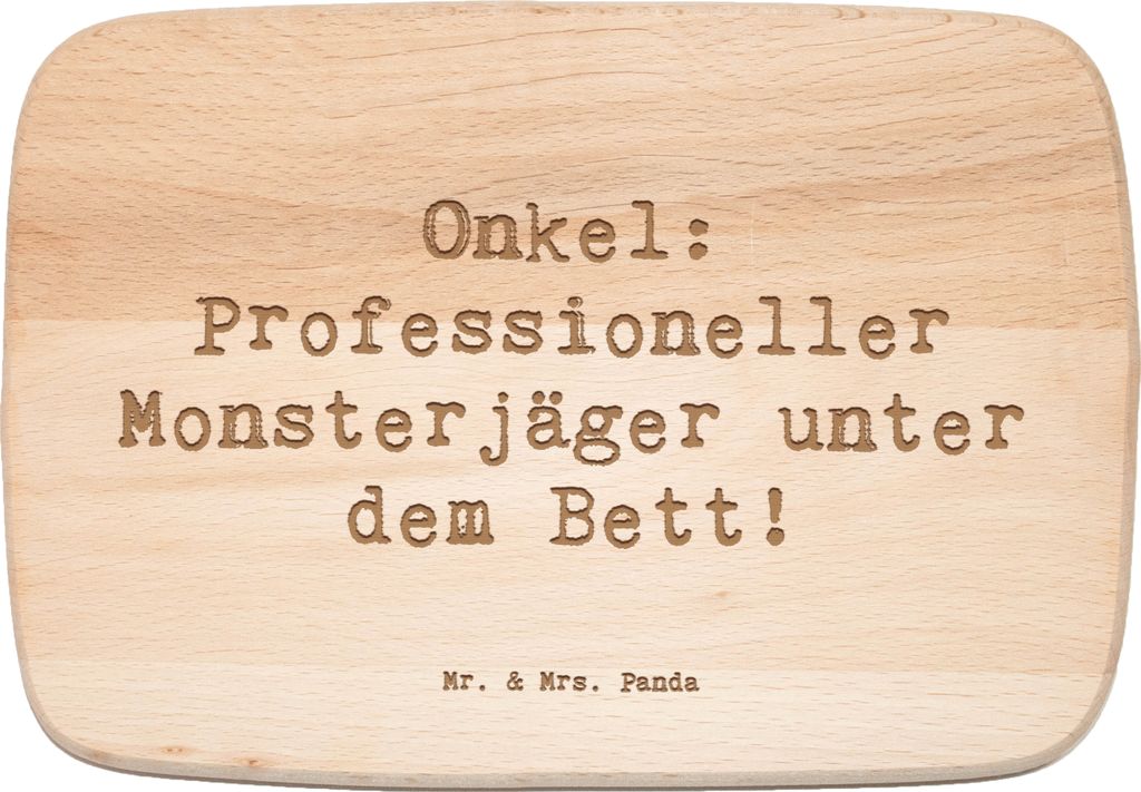 Mr. & Mrs. Panda Holz Schneidbrett Spruch Onkel Monsterjäger - Transparent - Geschenk, Patenonkel, Ersatzvater, einzigartige Designs, schneidebret...