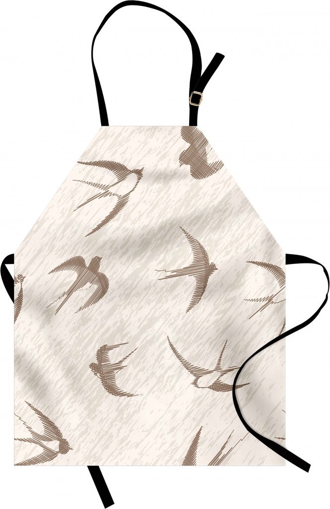 ABAKUHAUS Vögel Kochschürze, Fliegen-Vogel-Schwalbe-Vintage Entwurfs-Illustrations-Frühjahrs-Tier-Klassische Kunst, Farbfest Höhenverstellbar W...
