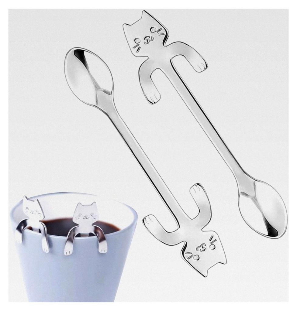 2er Set Katzen Kaffeelöffel aus Edelstahl, Personalisierte Geschenke für Katzenliebhaber
