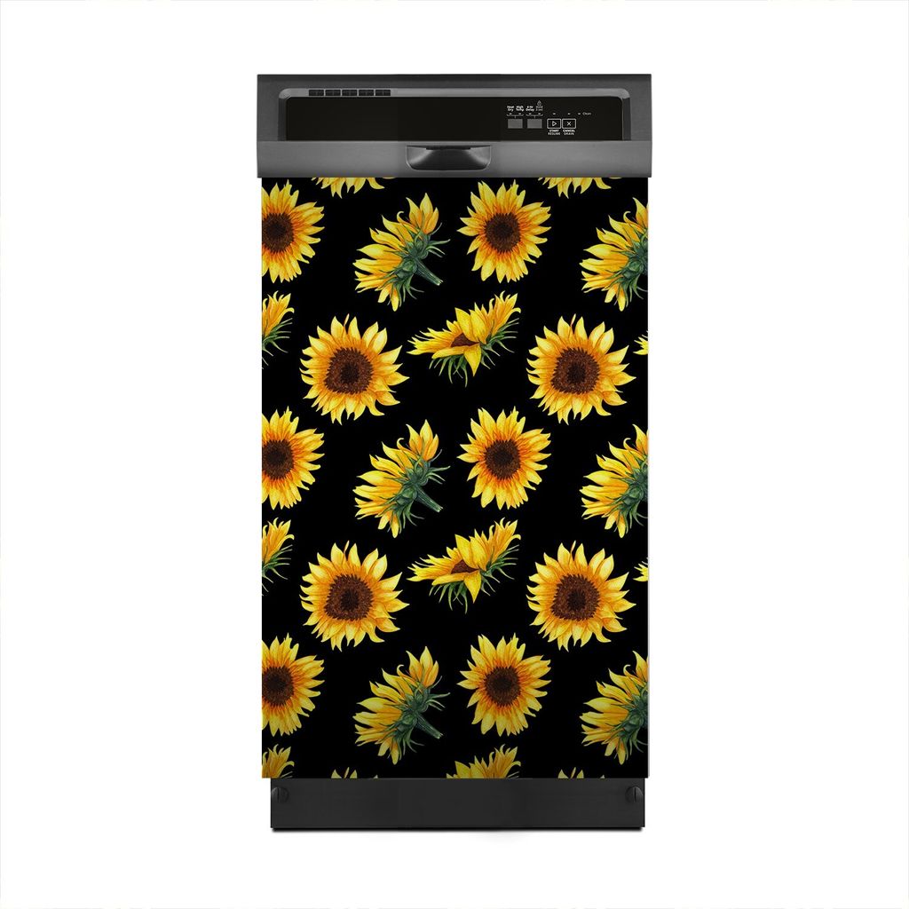 Aufkleber sticker 45x70 cm Dekorative folie Spülmaschine - Sonnenblumen auf Schwarz
