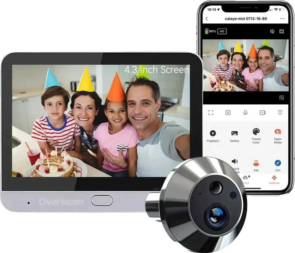 Caméra de porte WiFi judas numérique 5 MP avec vision nocturne HD
