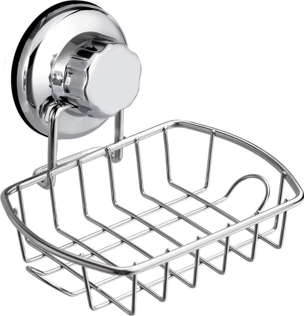 Seifenschalenhalter mit superstarkem Vakuum-Saugnapf und Haken, Seifenhalter, Seifenablage, Seifenstange, Schwammhalter für Dusche, Badezimmer, Ba...