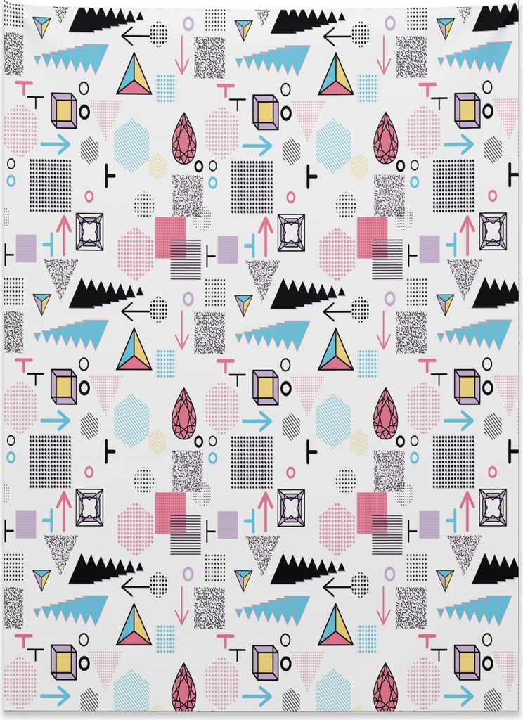 Abakuhaus Abstrakt Wandteppich, Memphis-Würfel-Pfeile aus Weiches Mikrofaser Stoff Kein Verblassen Klare Farben Waschbar, 110 x 150 cm, Mehrfarbig