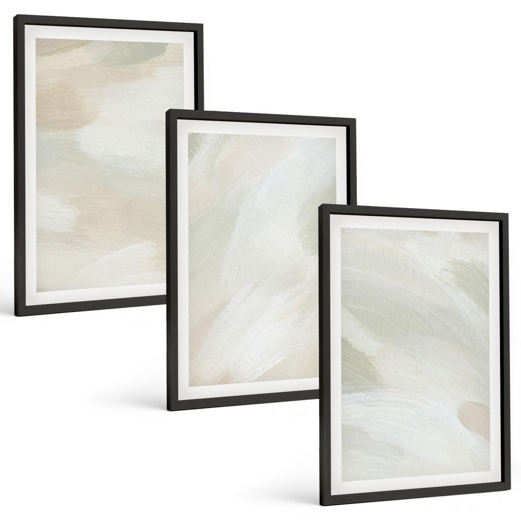 Bilder Set 3-teilig im schwarzen Rahmen – Wandbilder 3 Stück – gerahmte Poster für Wohnzimmer, Schlafzimmer und Flur – 40x60 cm – Leuchte...