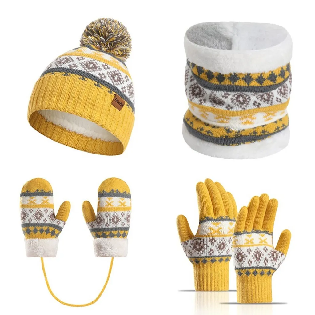 Equipaggiamento Invernale Bimbi Giallo: Set 4 Pezzi Maglia Termica