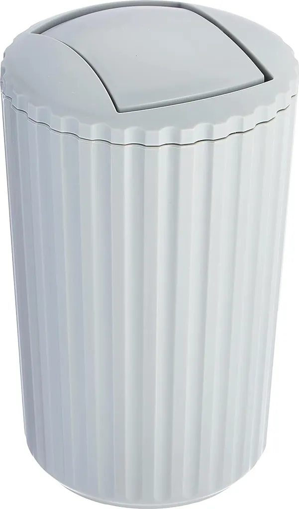 Poubelle de salle de bain grise 3 litres à couvercle oscillant 25cm