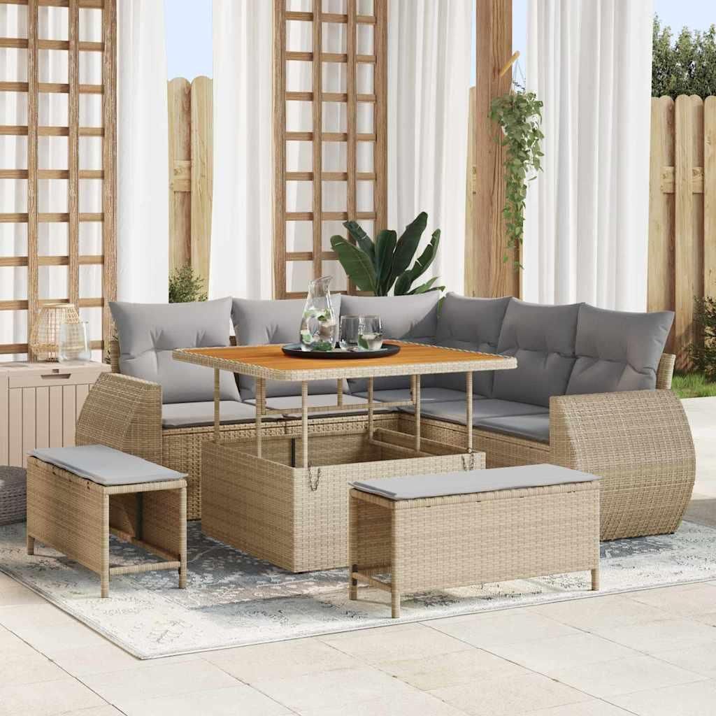 Maison Exclusive - Gartensofa-set 8 pcs Beige Poly-Rattan