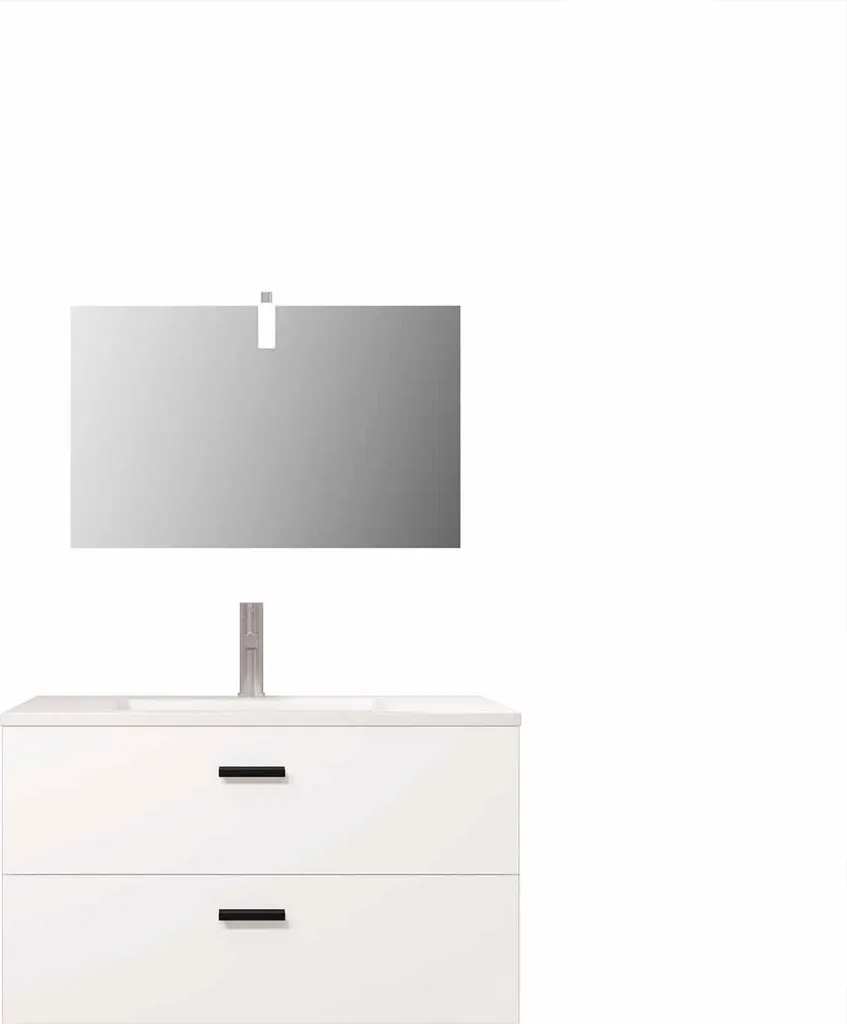 Ensemble meuble de salle de bain blanc 80 cm avec vasque et éclairage LED
