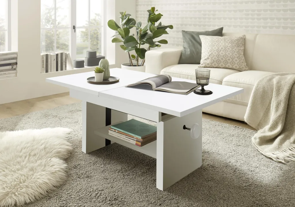 Grande Table de Salon Blanche Bruni - Table Basse Rectangulaire 150cm - 5