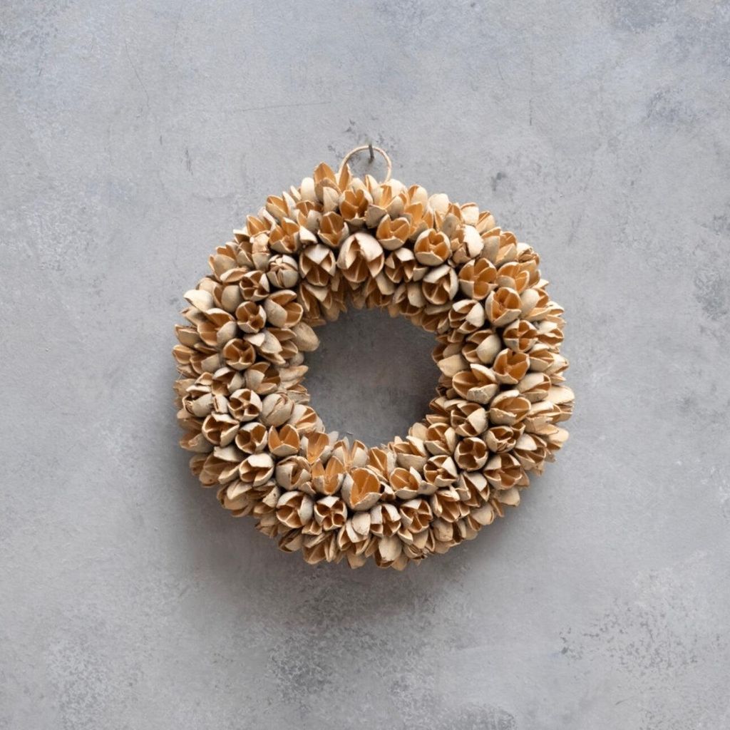Moderner Kranz aus Bakuli Schoten, latte, ca. 20 cm, Produktbild 
