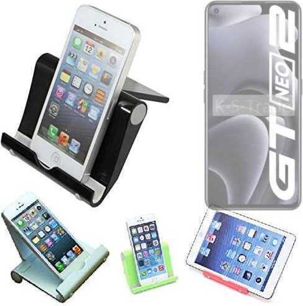 K-S-Trade Handy-Ständer kompatibel mit Realme Gt Neo 2 faltbarer Tischständer Smartphone Tablet Halterung Reise