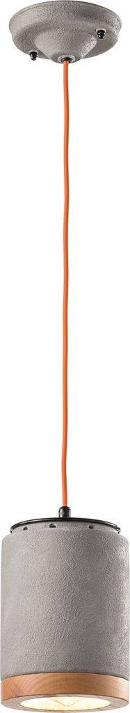 Pendelleuchte Holz Keramik E27 D: 12,5 cm rund H: max. 129 cm Beton-Optik Modern Keramikleuchte