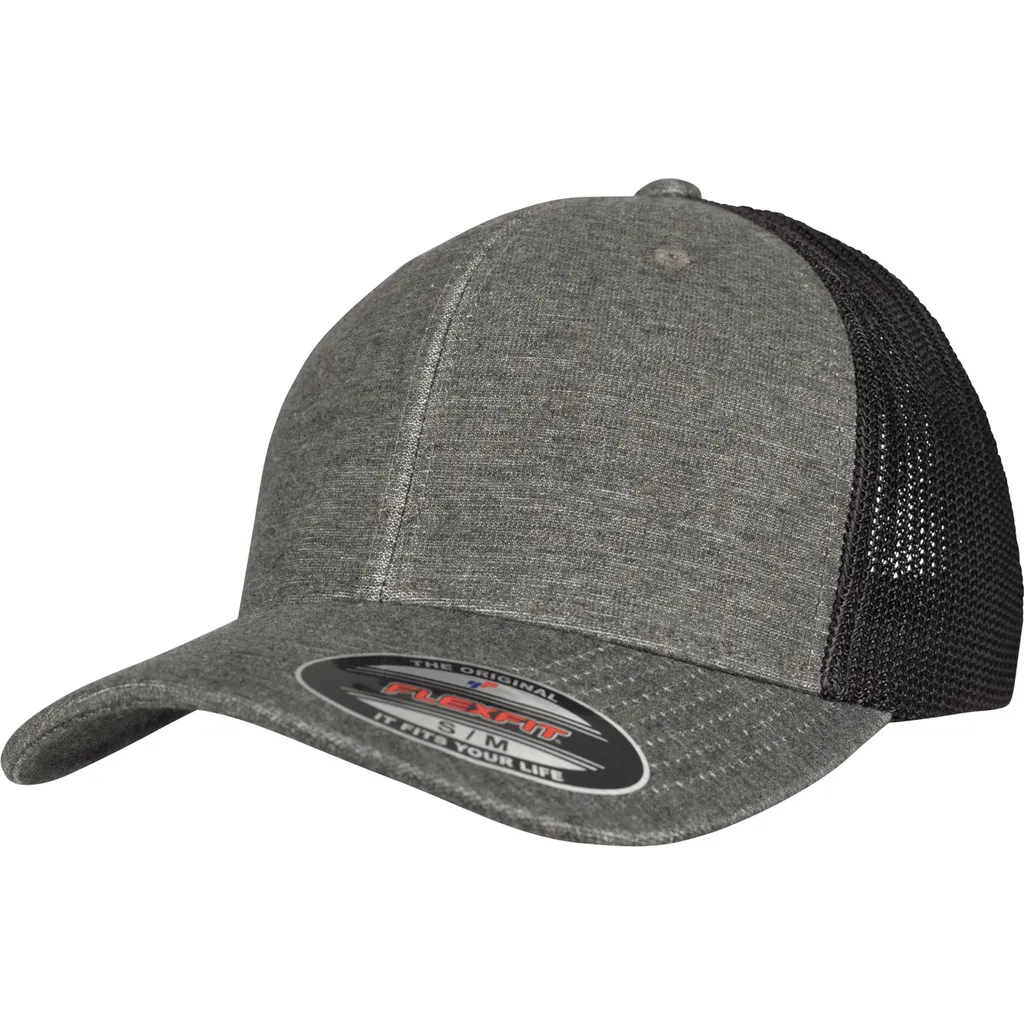 Snapback Style Flexfit 6511M Cappello Trucker Melange Khaki Nero