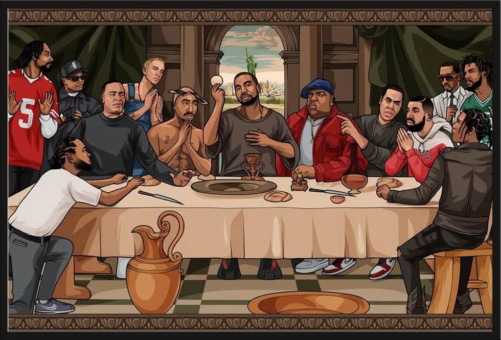 Affiche The Last Supper Hip-hop Shinsuke avec cadre noir en plastique