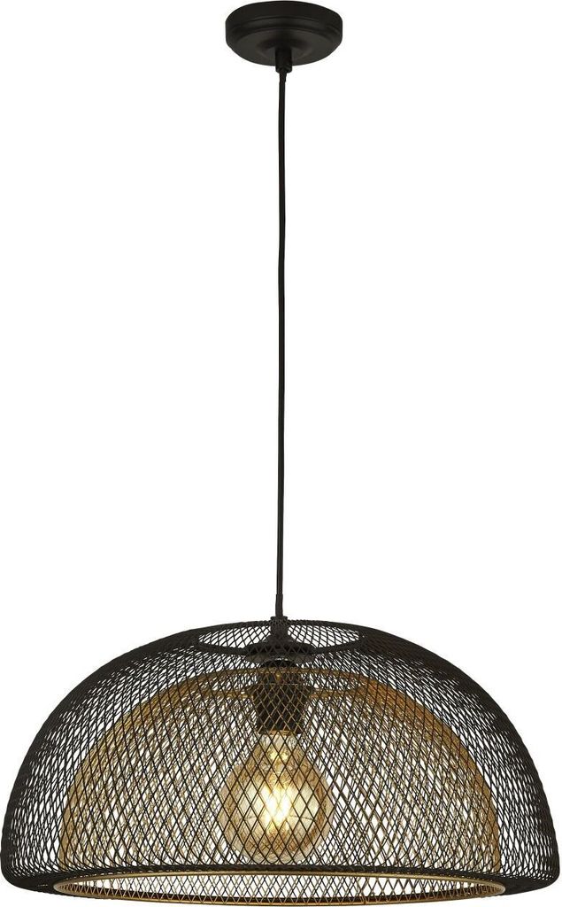 Pendelleuchte Metall D: 45,5 cm H: max. 179 cm in Schwarz Gold E27 rund Modern Hängelampe