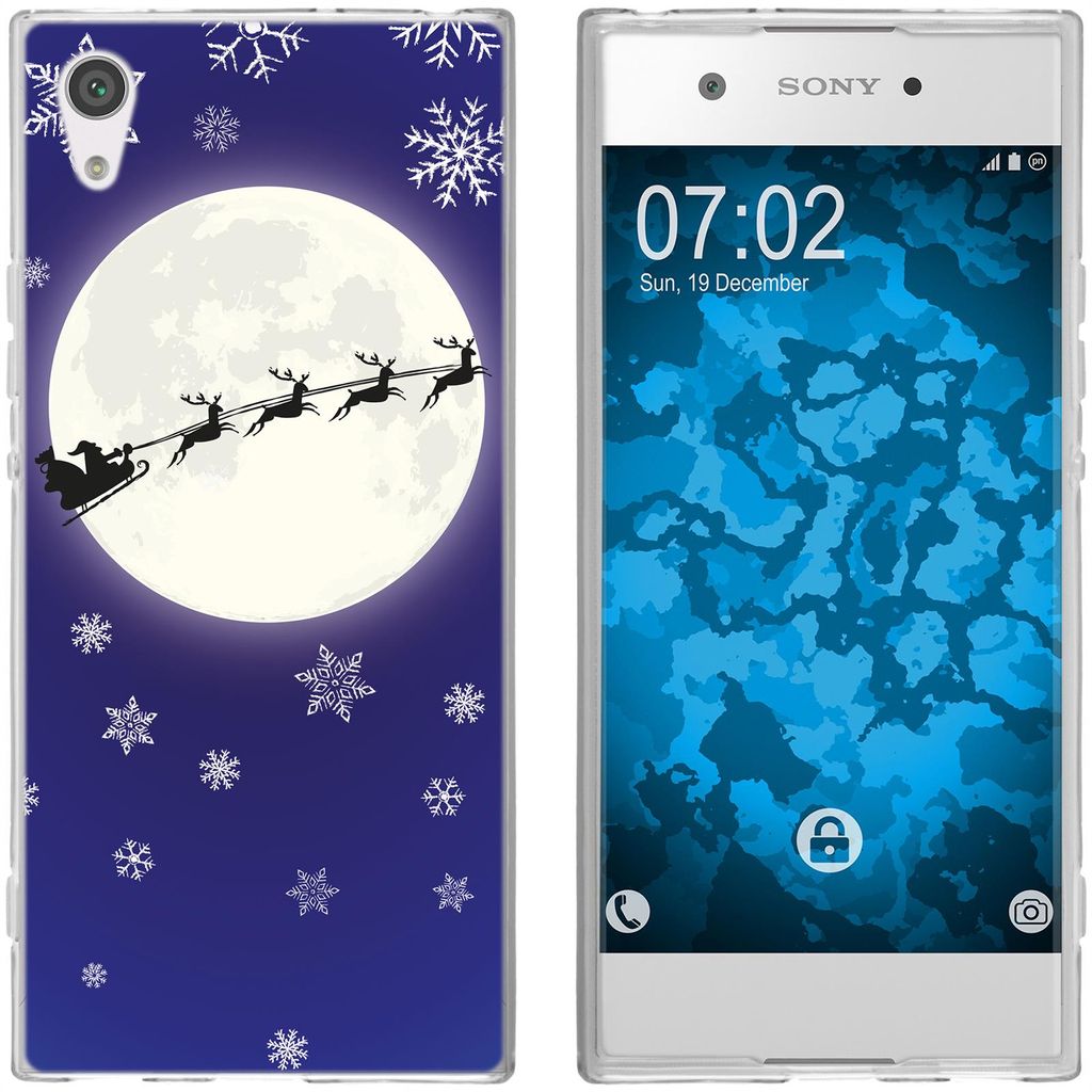 PhoneNatic Case kompatibel mit Sony Xperia XA1 Silikon-Hülle X Mas Weihnachten Santa - Snowflakes M4