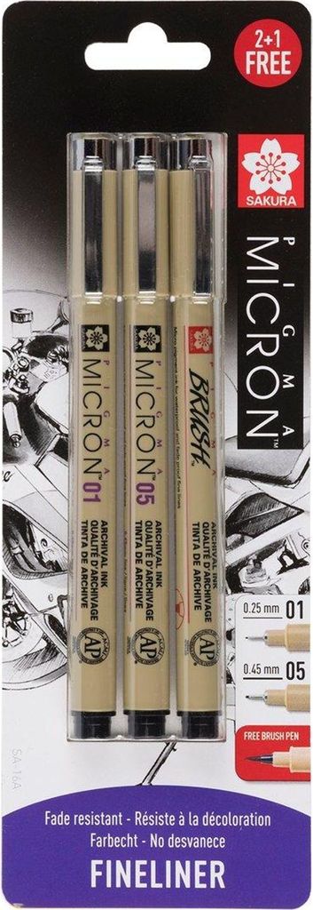 Sakura Pigma Micron Fineliner Technische Stifte Black Set 1 Produktbild 