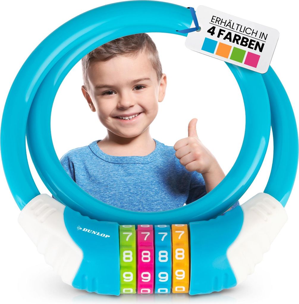 DUNLOP Fahrradschloss (Hellblau) Kinder verschiedene Farben Produktbild 