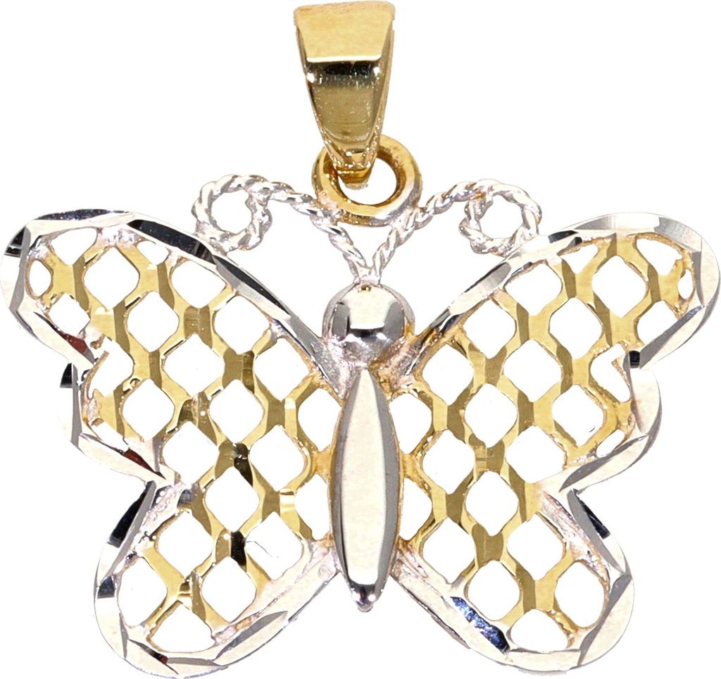 Ketten Anhänger Schmetterling echt Gold 333 (8 kt) in bicolor
